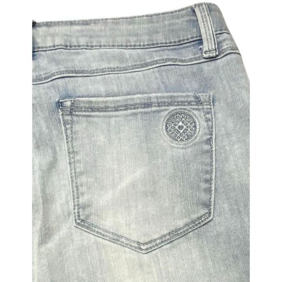 Laurie Felt Daisy Custom 3 Layer Hem Wide Leg Cropped Light Denim Jeans Wm’s Sz - Picture 5 of 6